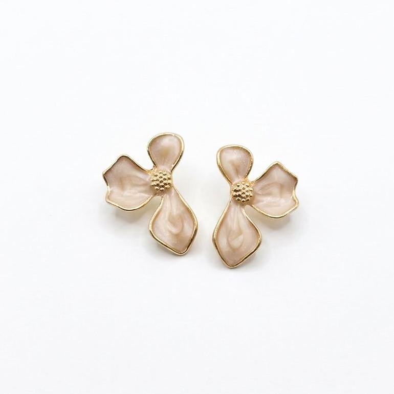 Gilded Petal Enamel Studs
